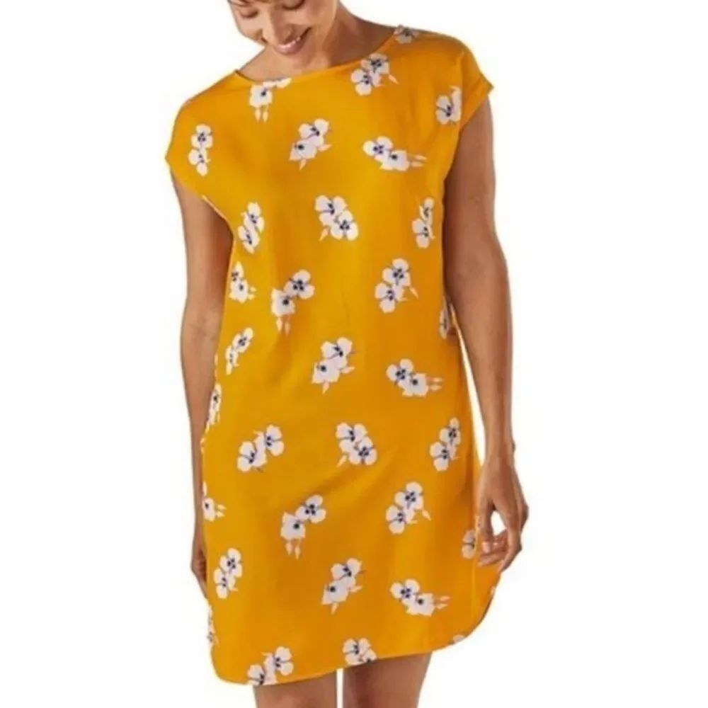 Patagonia June Lake Floral Print Short Dress In Yellow Size XS